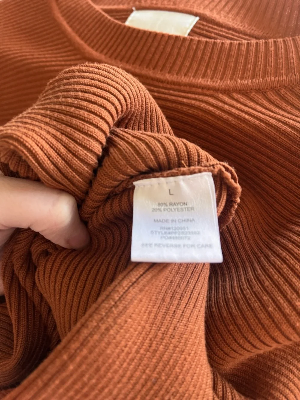 Pink Rose Rust Ribbed Crewneck Sweater - Picture 5 of 5